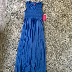sunny leigh blue smocked maxi dress